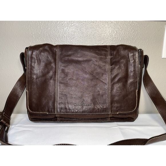 Cole Haan Brown Leather Briefcase Laptop Computer Bag - Picture 2 of 14